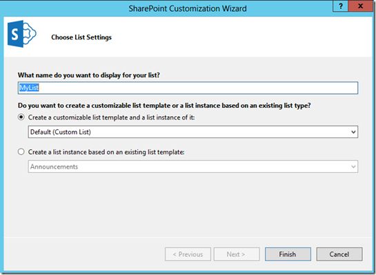 Custom List template